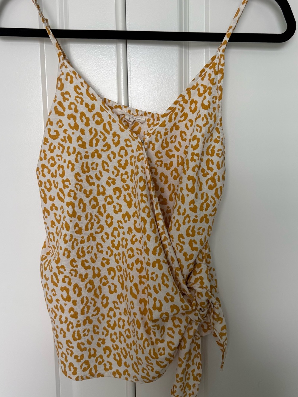Blu Pepper Cream and Mustard Leopard Tie-Waist Cami